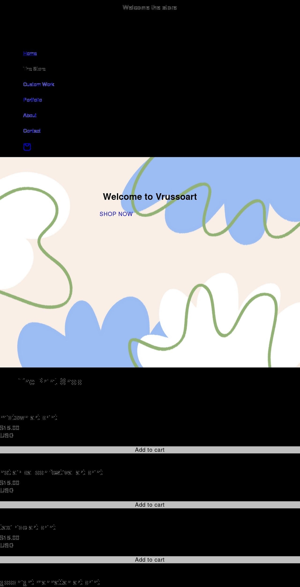 vrussoart.com shopify website screenshot