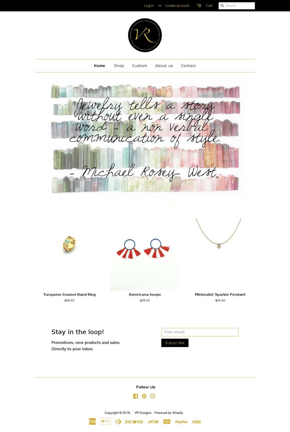vrutadesigns.com shopify website screenshot