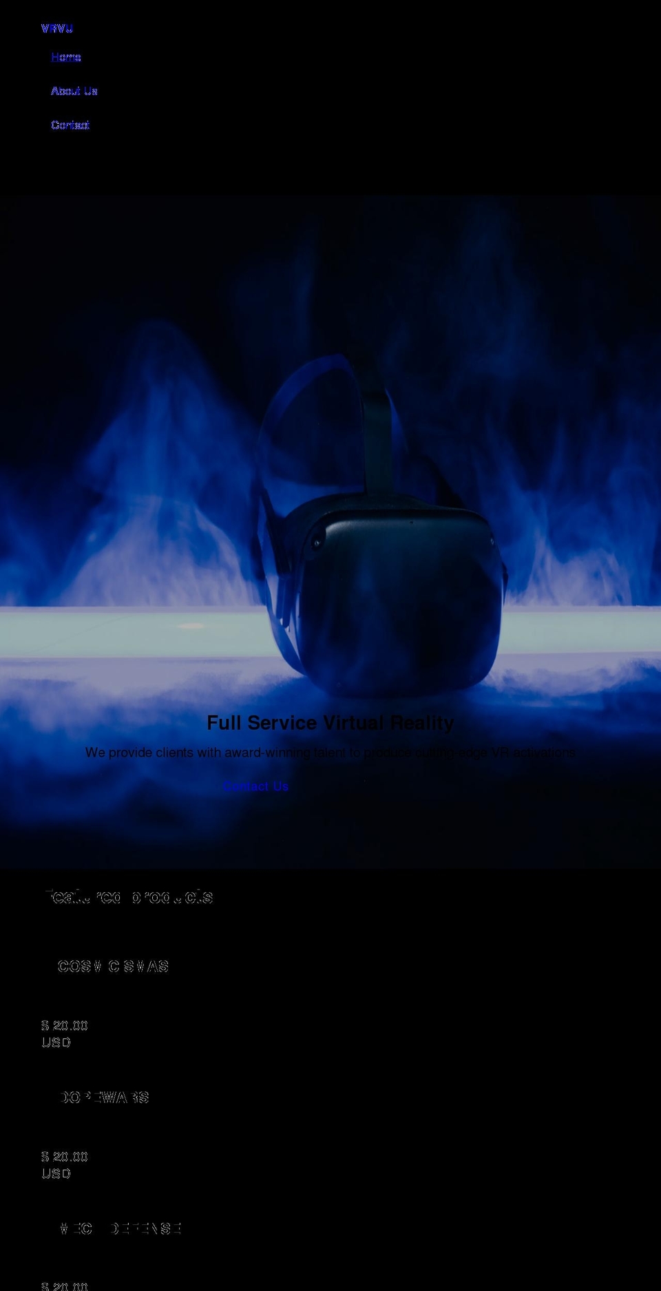 vrvu.com shopify website screenshot