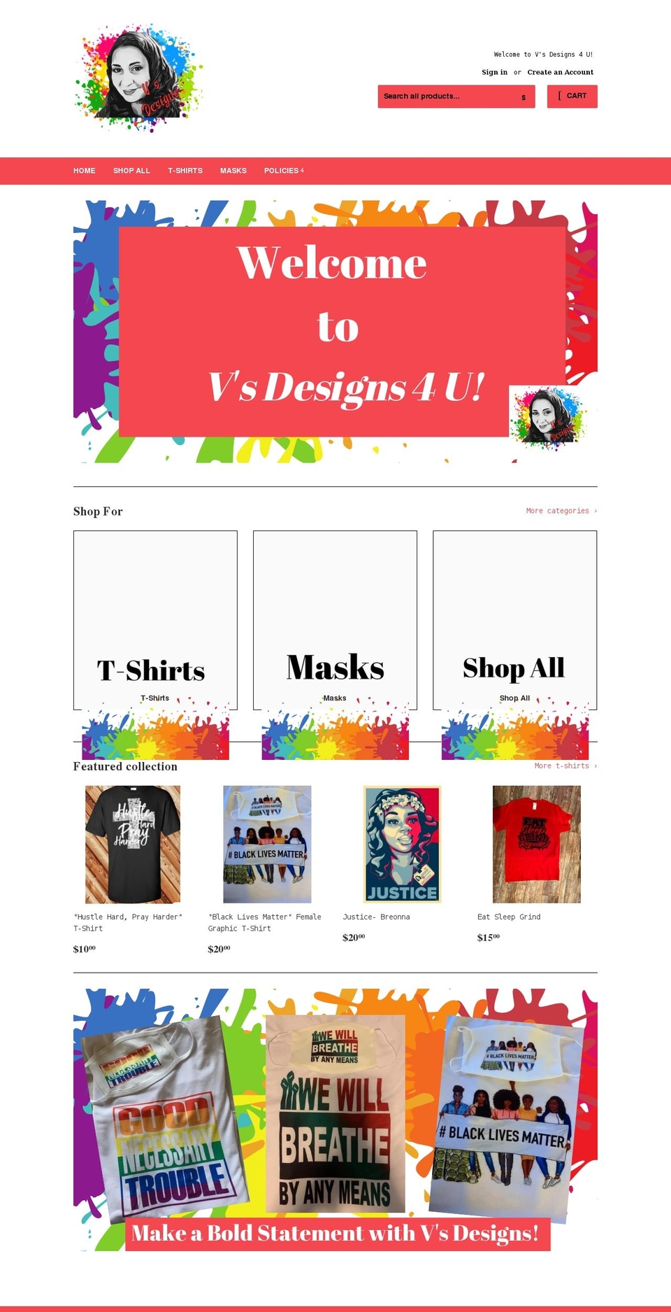 vsdesigns4u.com shopify website screenshot