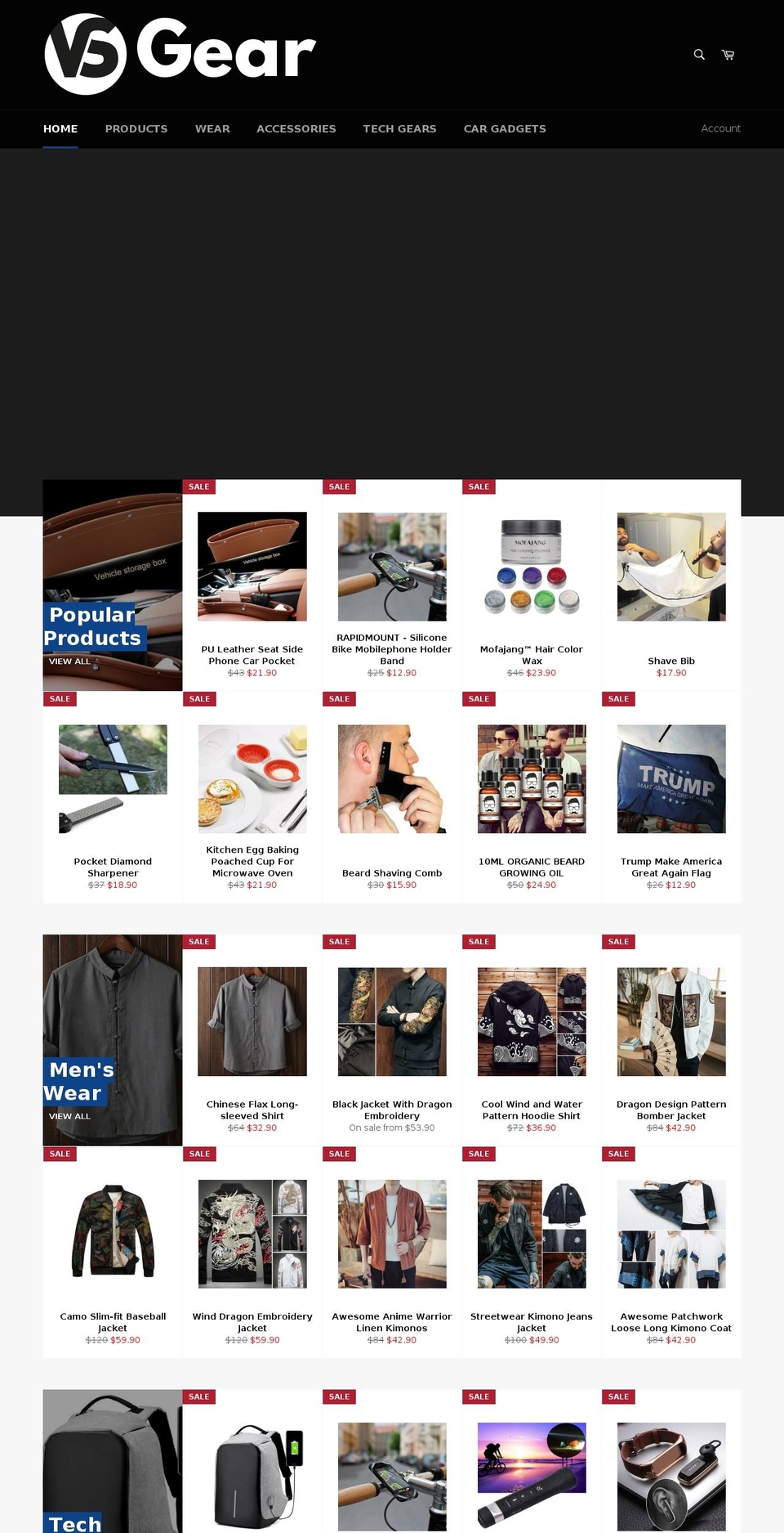 vsgear.com — Shopify storefront screenshot
