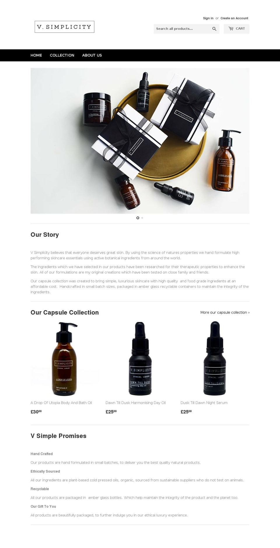 vsimplicity.com shopify website screenshot