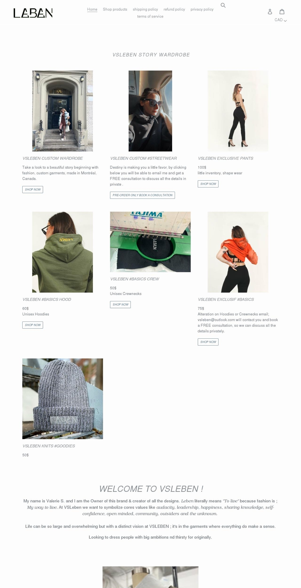 vsleben.com shopify website screenshot