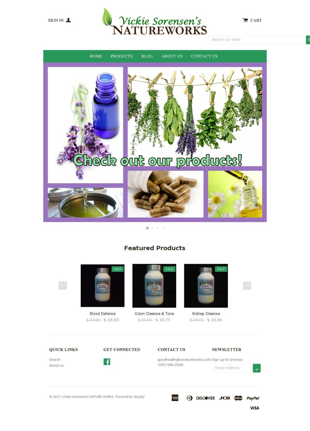 vsnatureworks.com shopify website screenshot