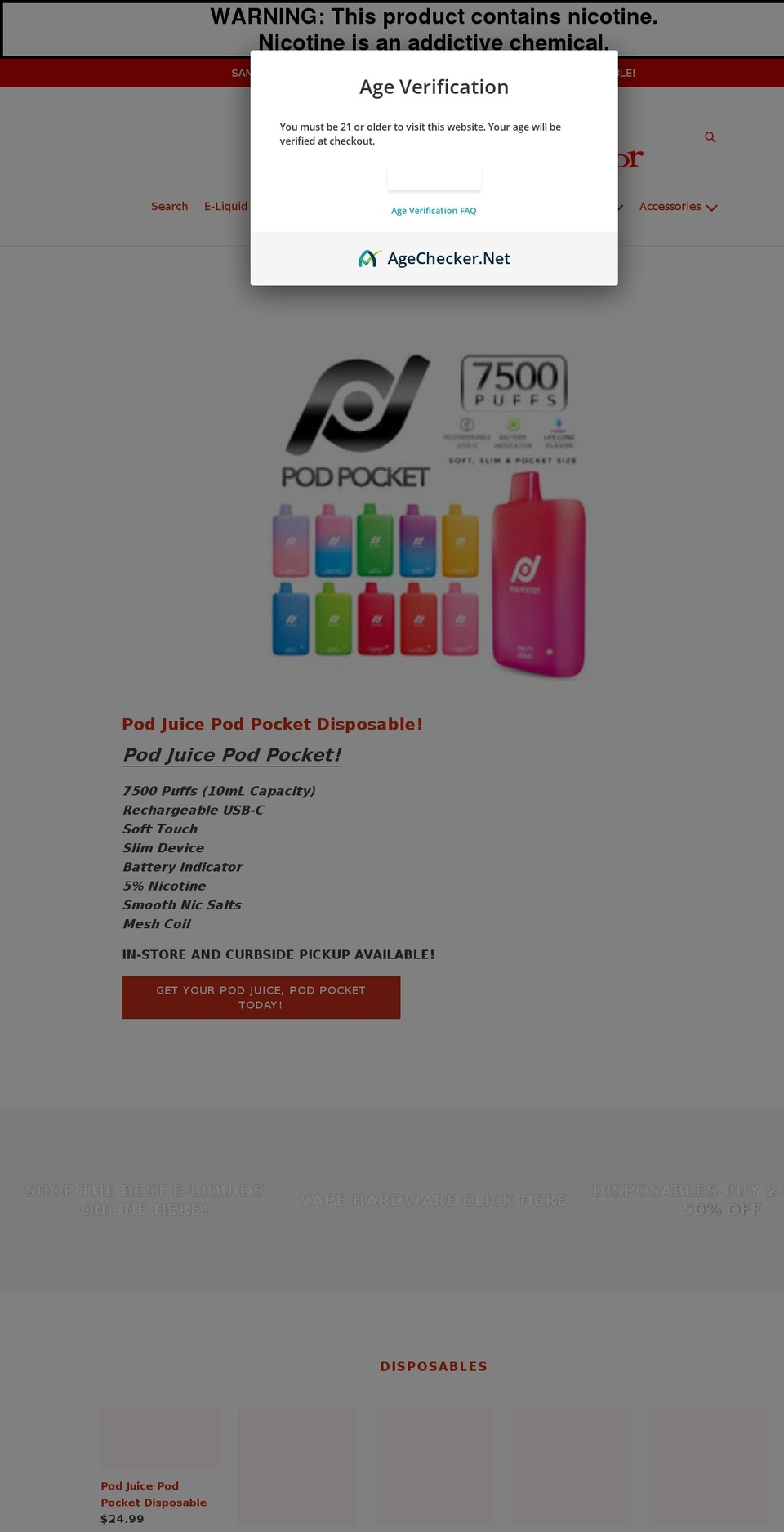 vspotvapor.com shopify website screenshot