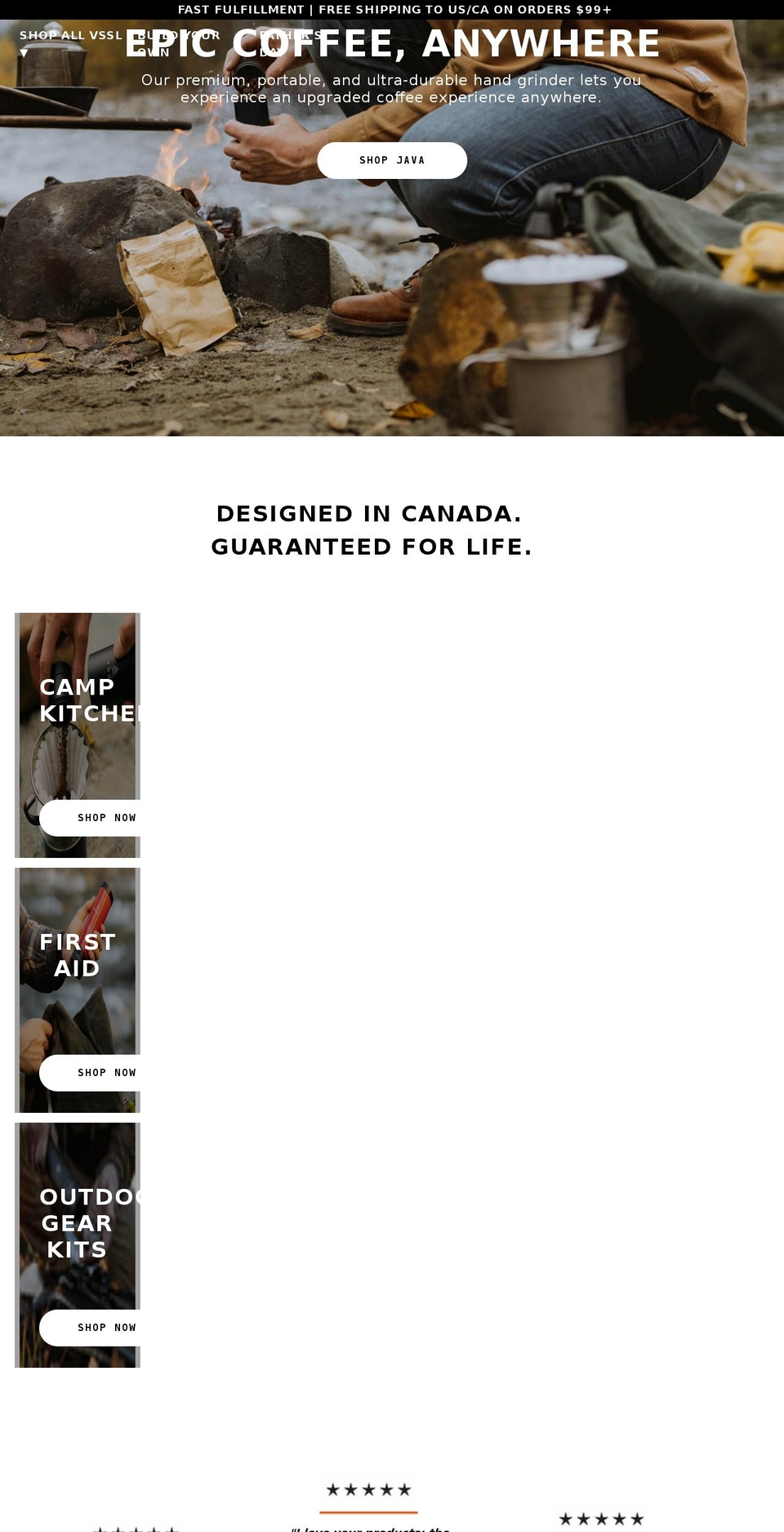 vsslgear.ca shopify website screenshot
