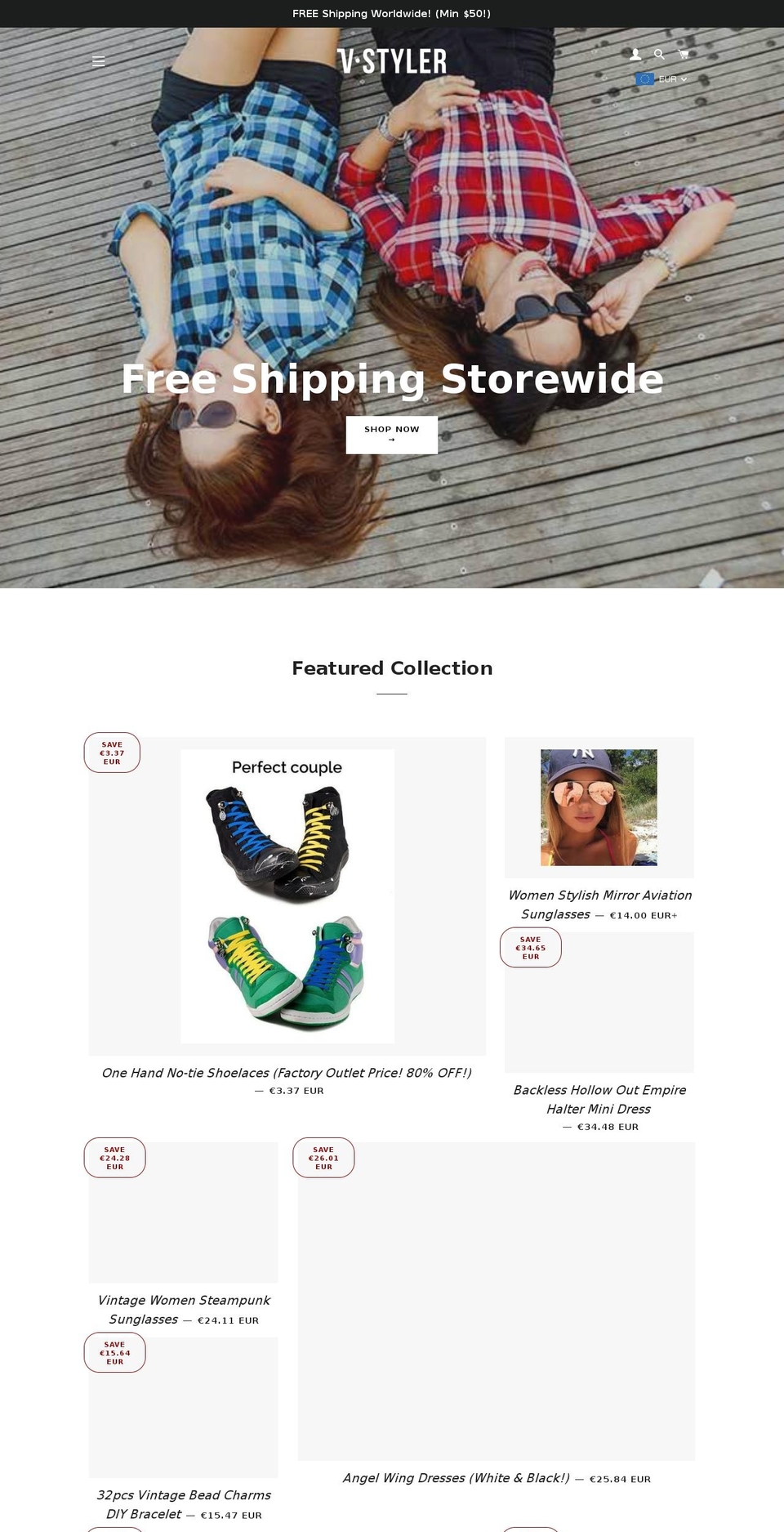 vstyler.com — Shopify storefront screenshot