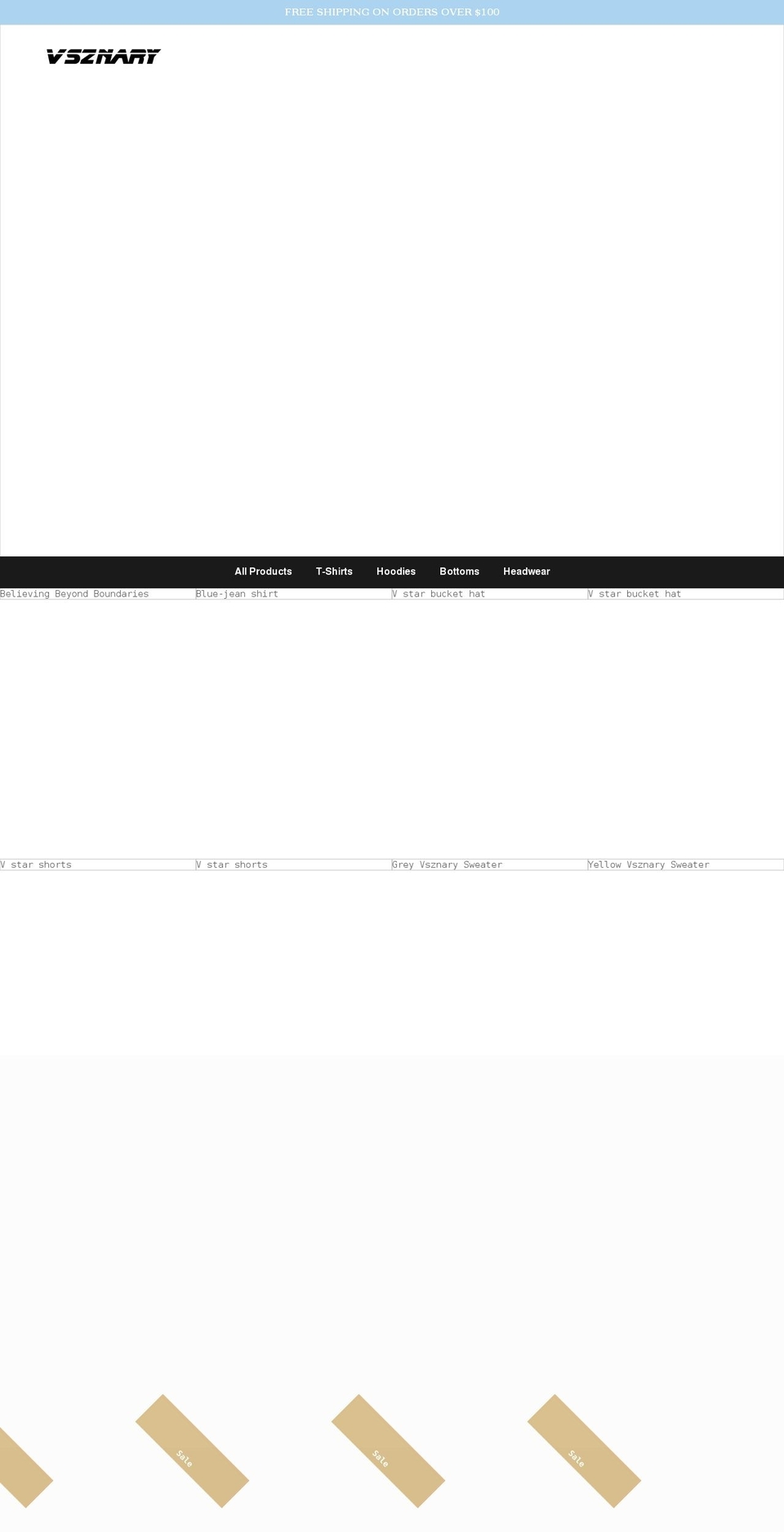 vsznary.com shopify website screenshot