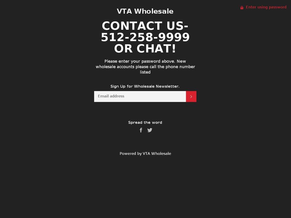 vtawholesale.com shopify website screenshot