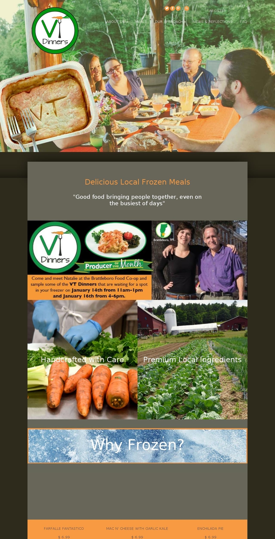 vtdinners.com shopify website screenshot