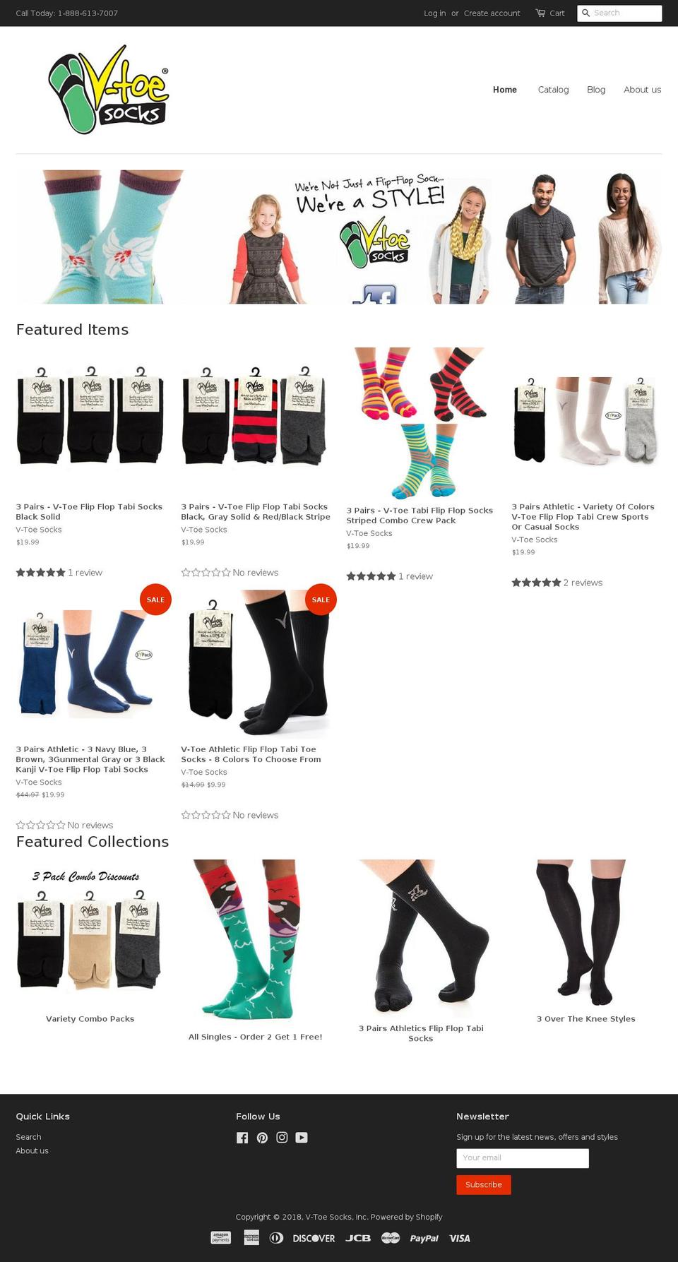 vtoeflipflopsocks.com shopify website screenshot