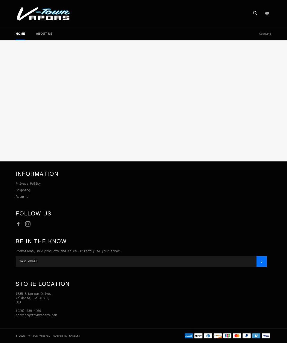 vtownvapors.com shopify website screenshot