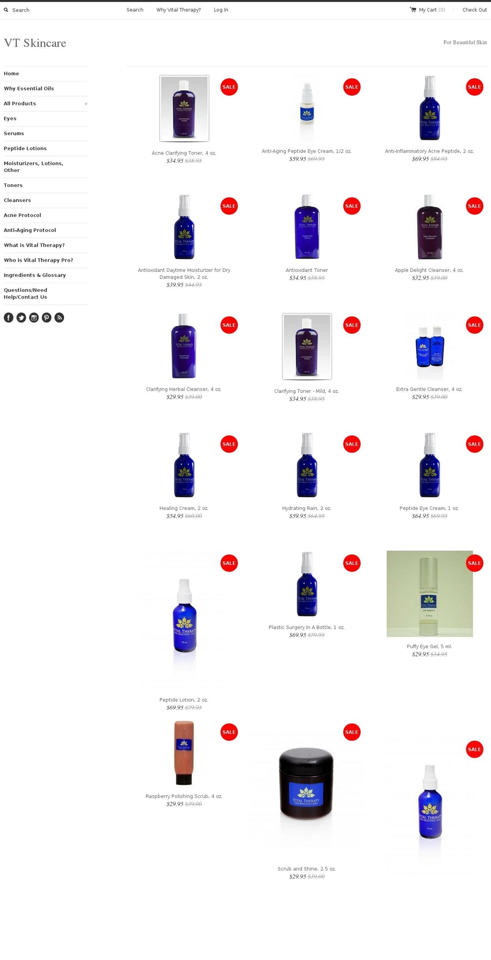 vtskincare.com shopify website screenshot