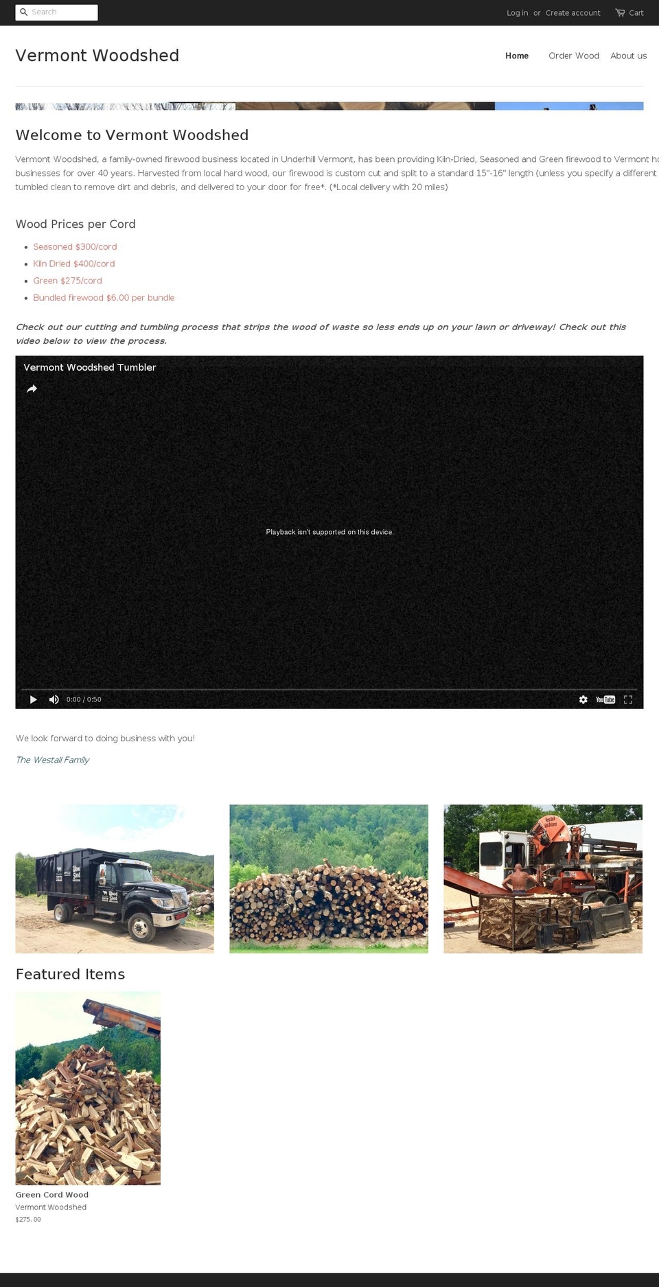 vtwoodshed.net shopify website screenshot