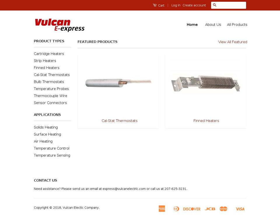 vulcanelectricexpress.com shopify website screenshot