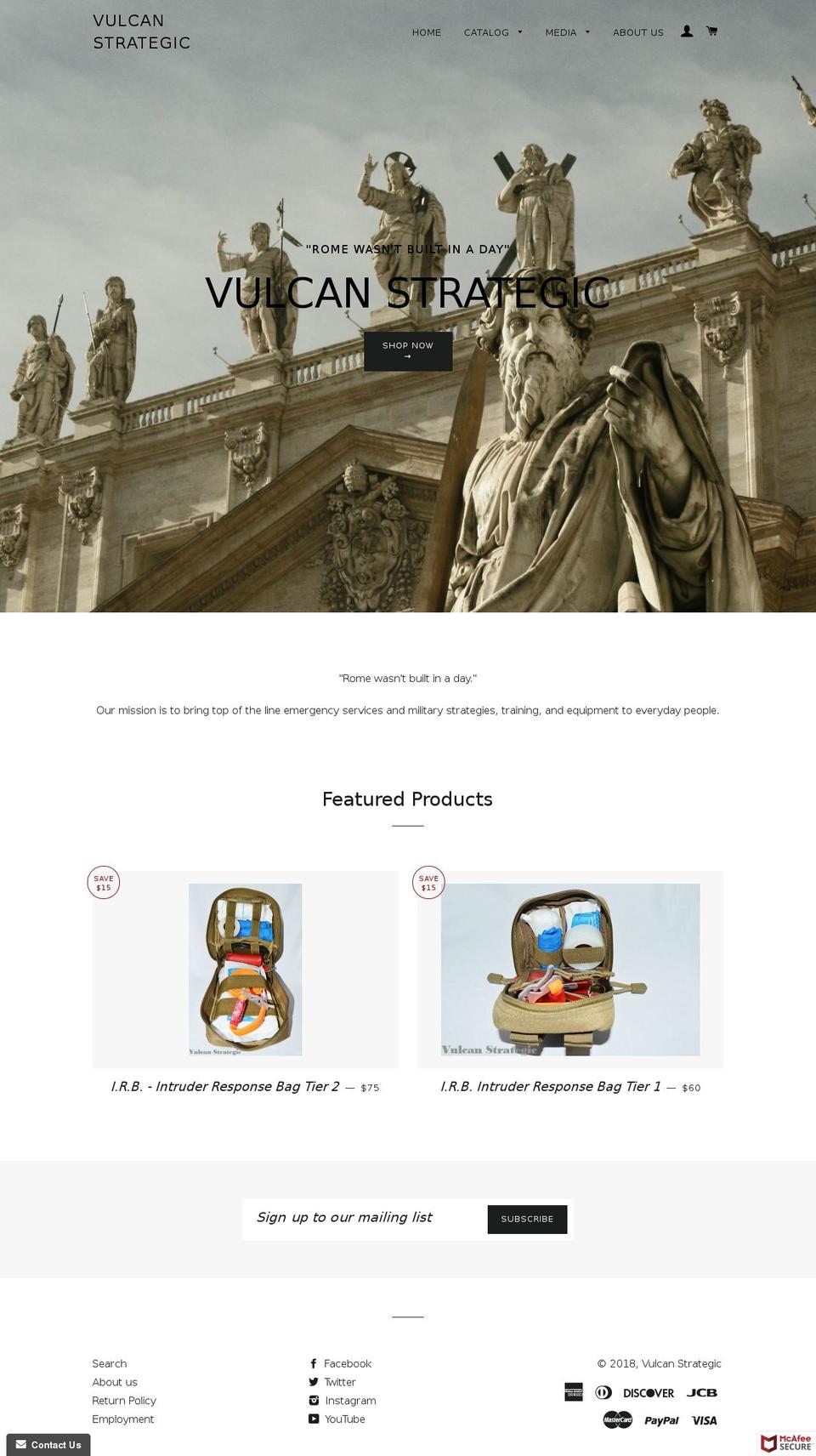 vulcanstrategic.com shopify website screenshot
