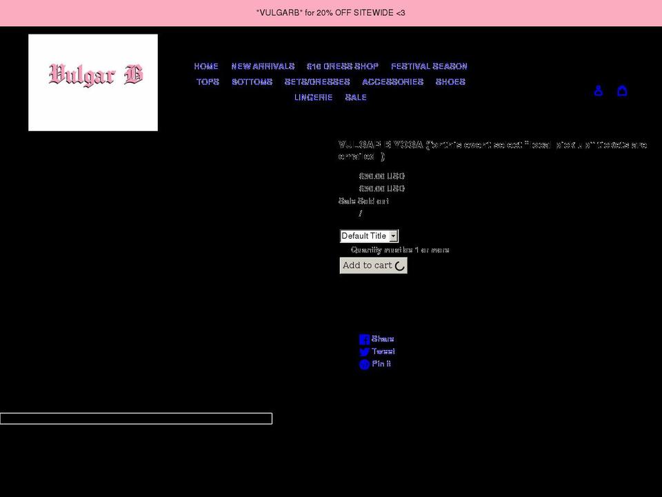 vulgarb.com shopify website screenshot