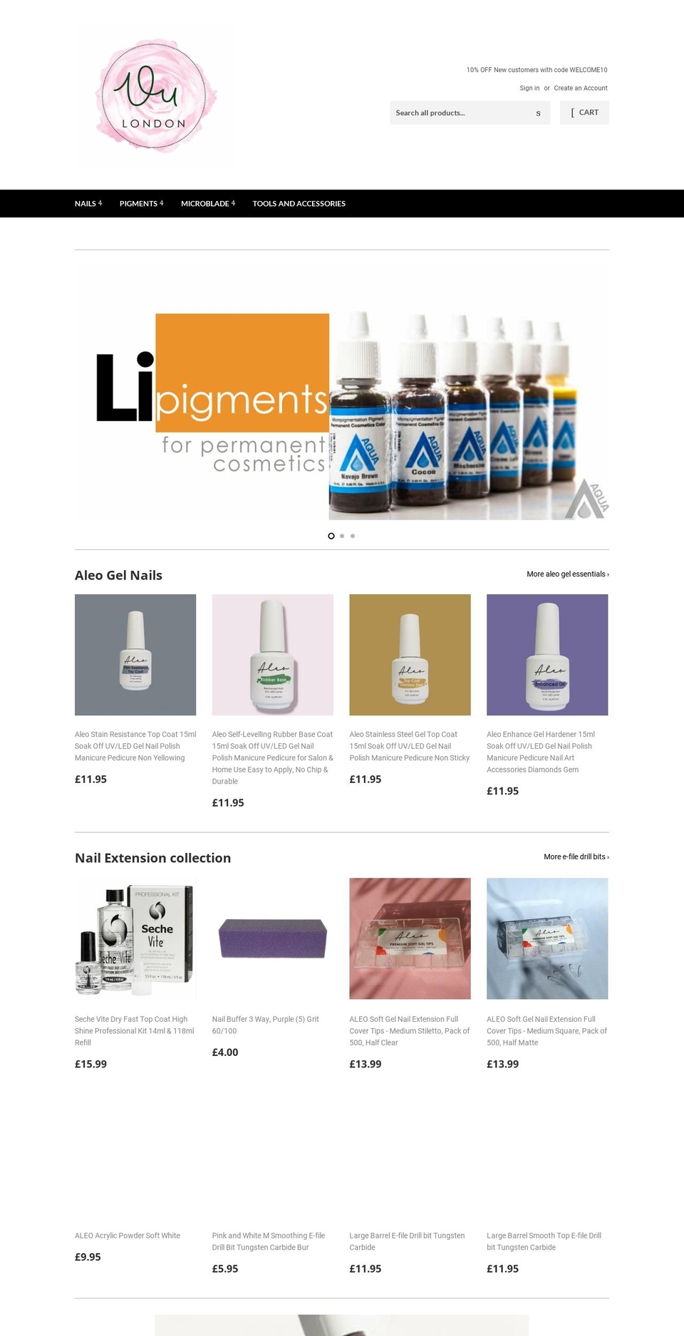 vulondonpmu.com — Shopify storefront screenshot