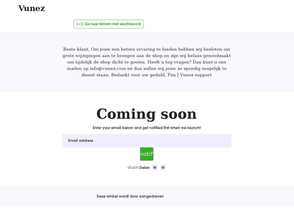 vunez.com shopify website screenshot