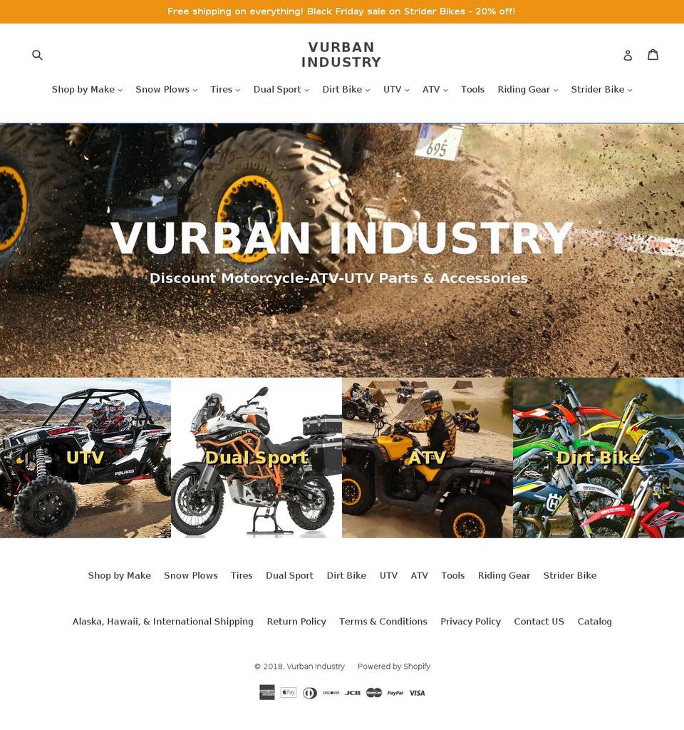 vurbanindustry.com shopify website screenshot