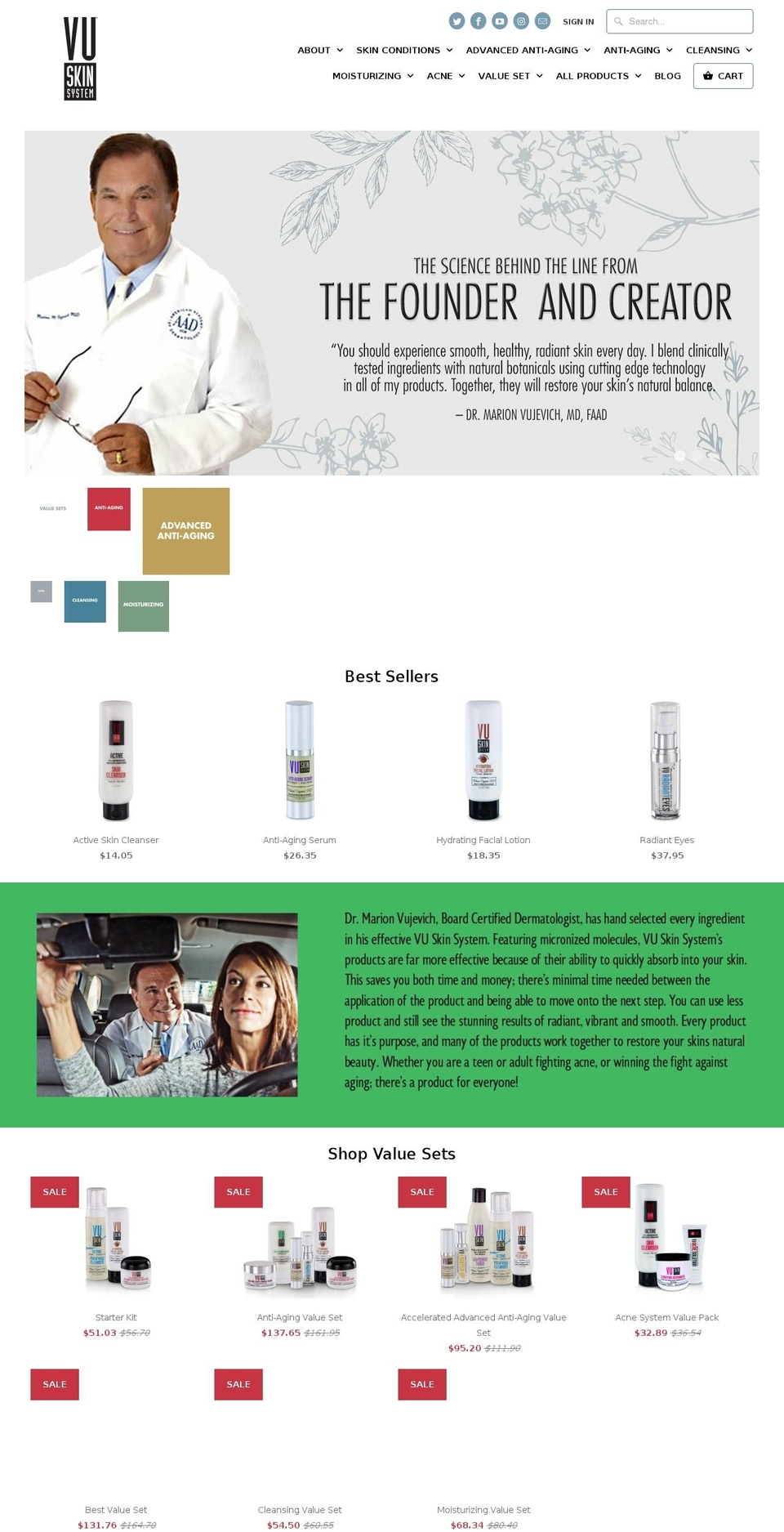 vuskinsystem.com shopify website screenshot