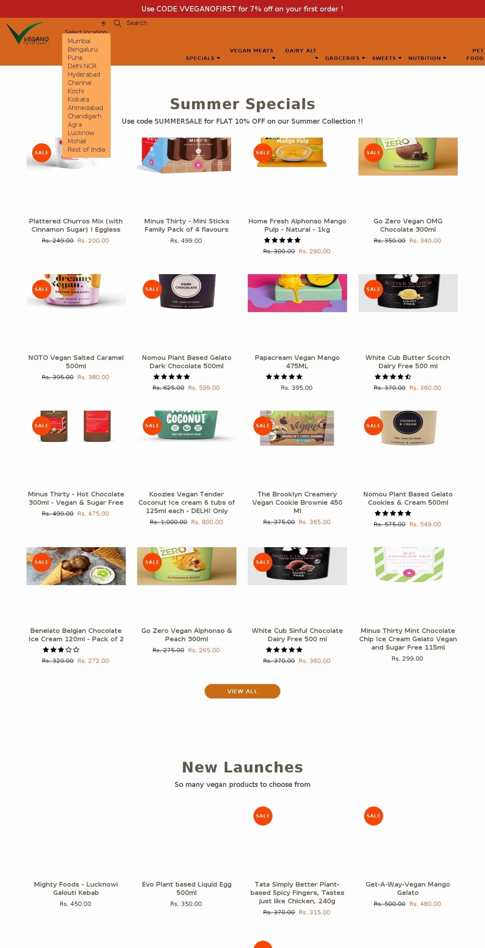 vvegano.com shopify website screenshot