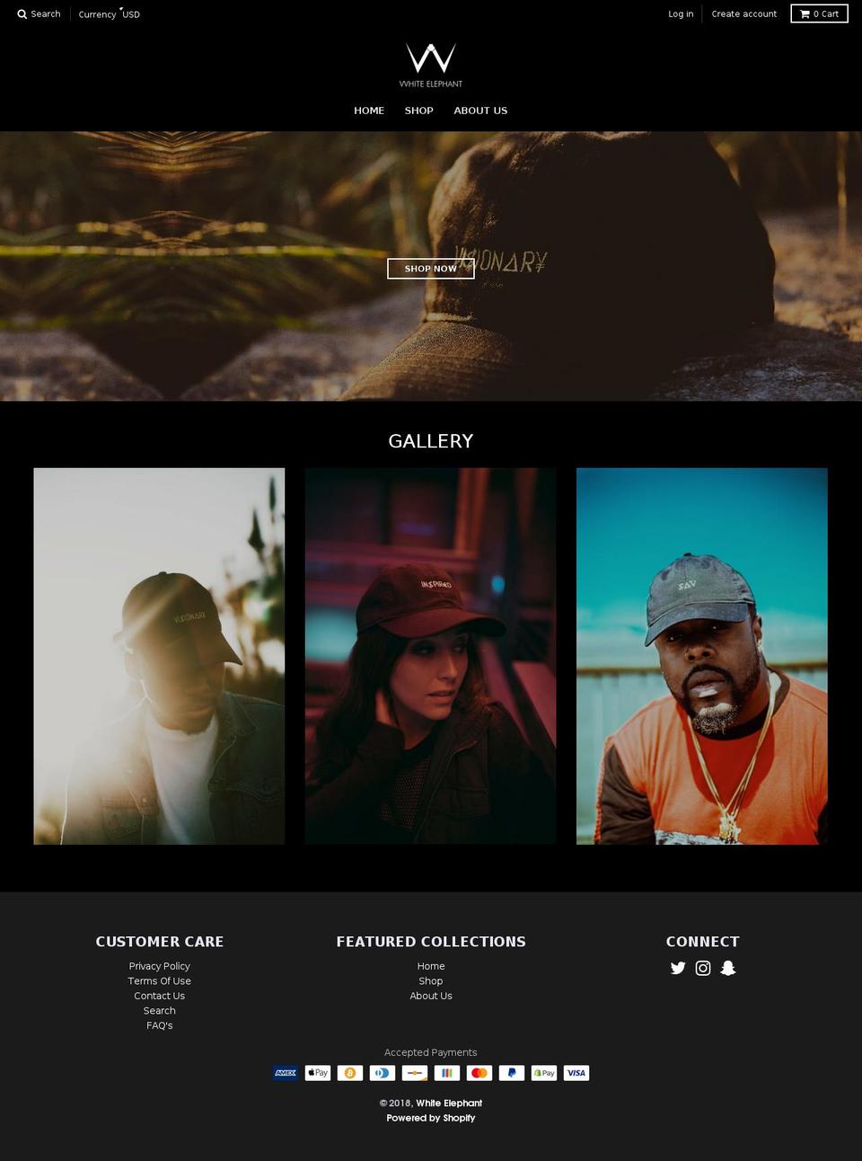 vvhiteelephant.com — Shopify storefront screenshot