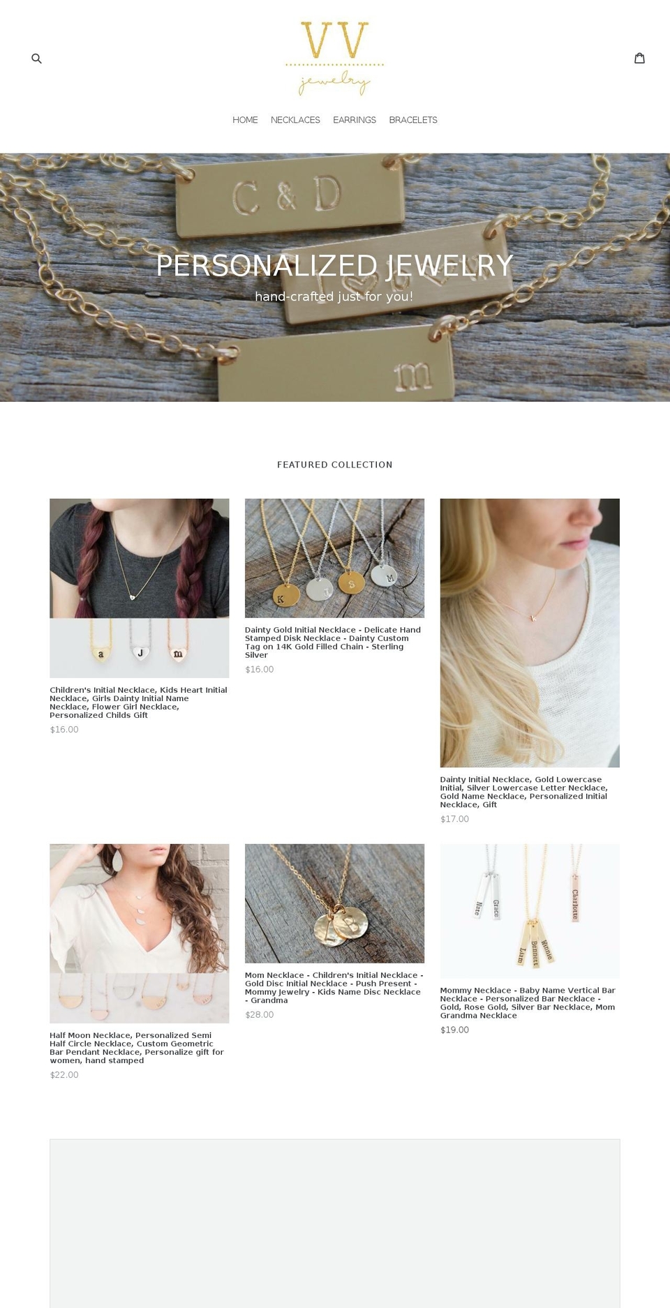 vvjewelry.com — Shopify storefront screenshot