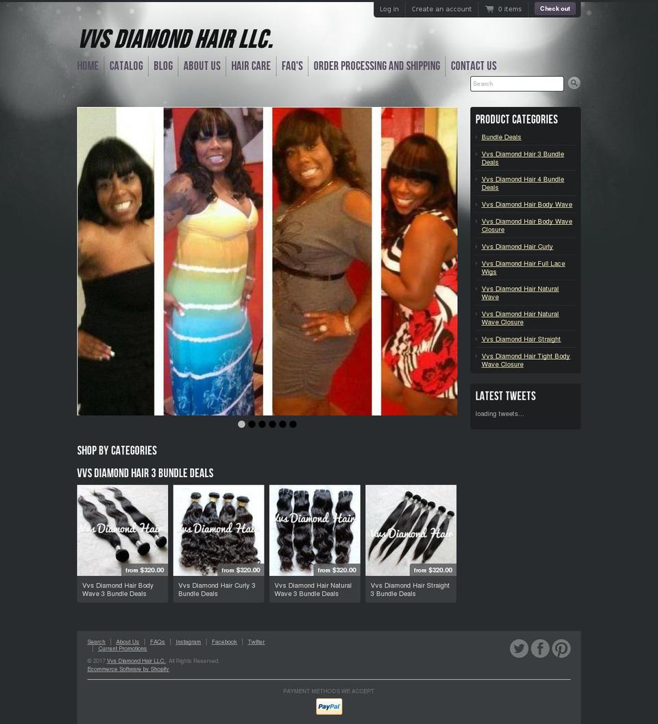 vvsdiamondhair.com shopify website screenshot