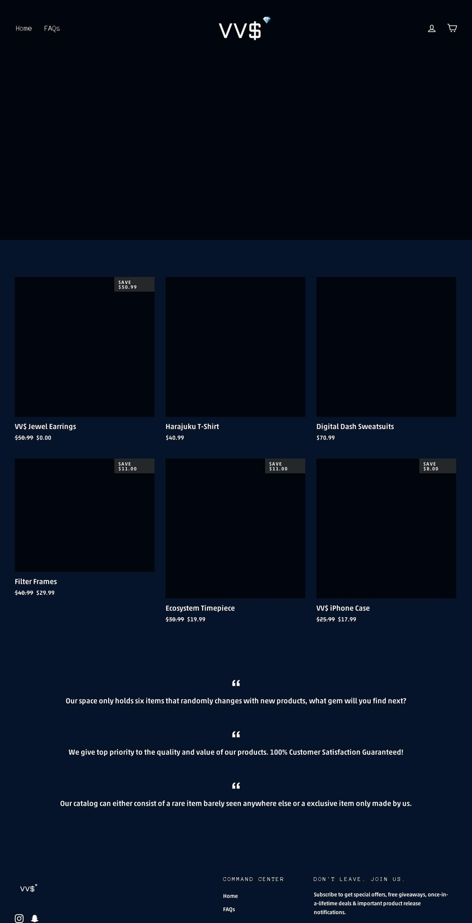 vvsworld.com — Shopify storefront screenshot