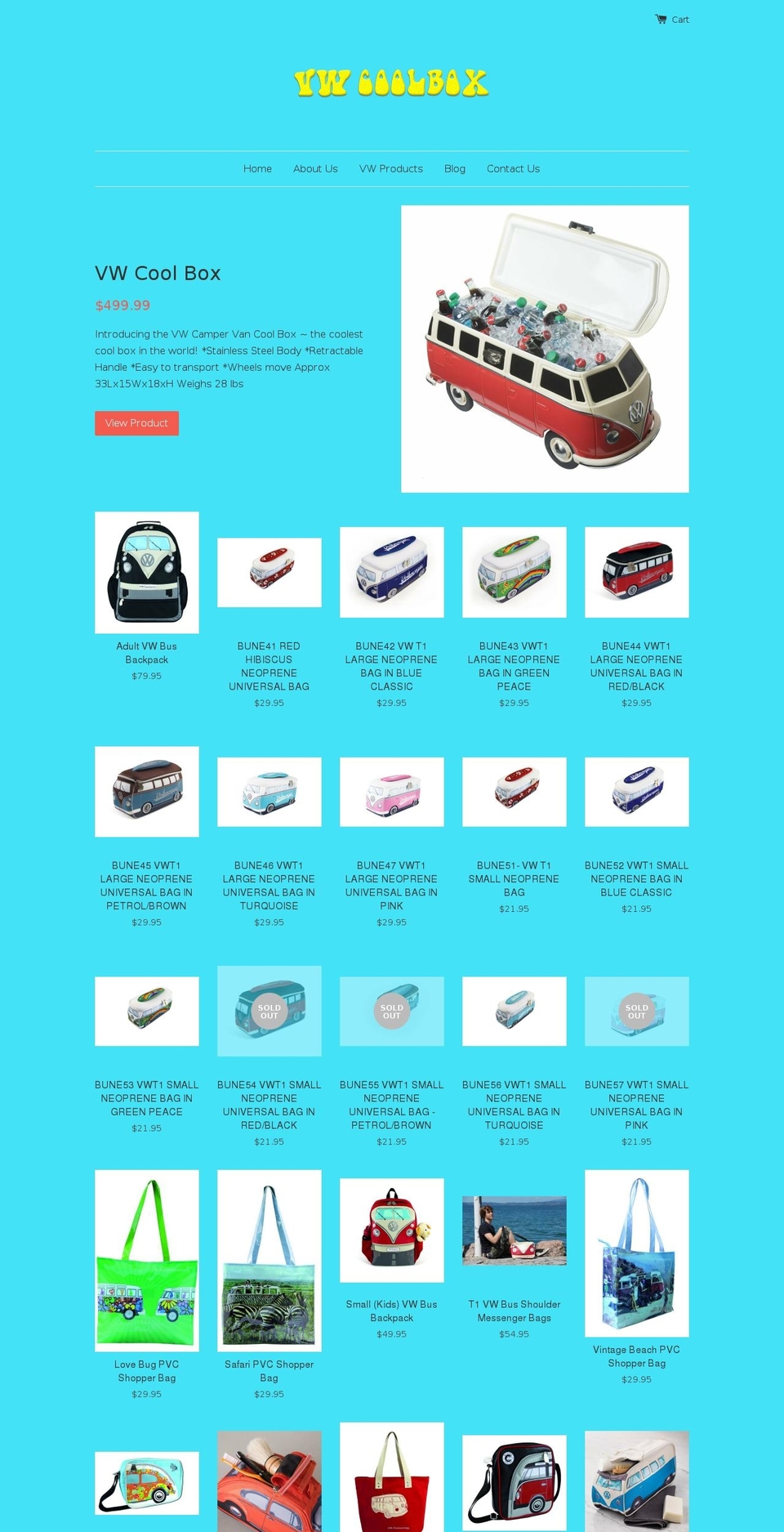 vwcoolboxproducts.com shopify website screenshot