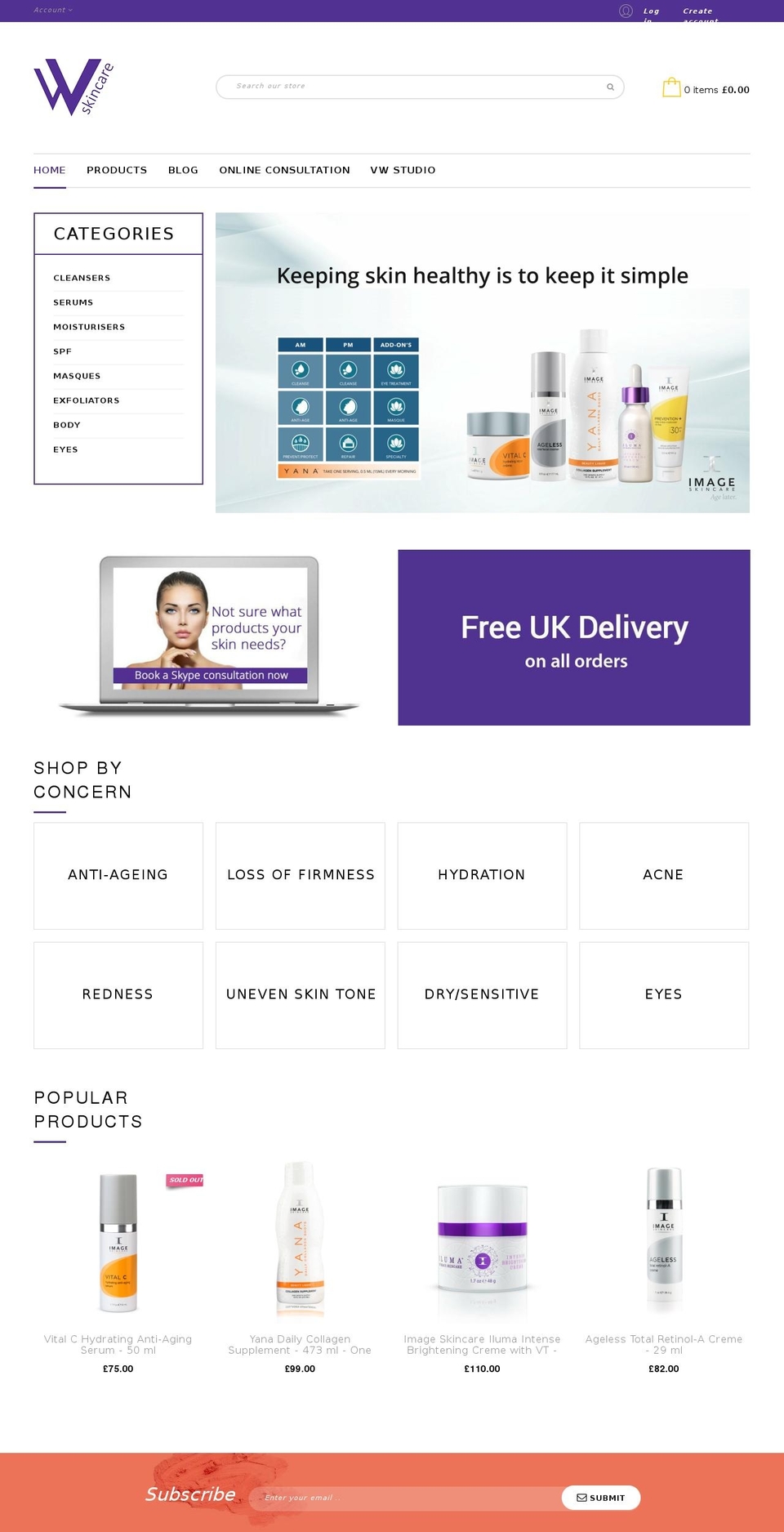 vwskincare.co.uk shopify website screenshot