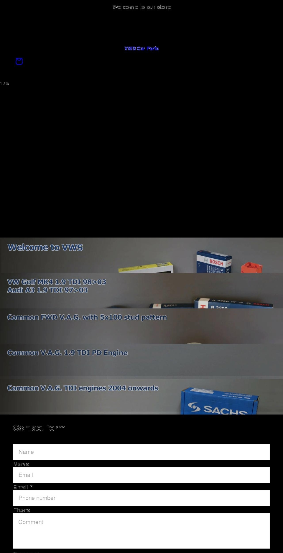 vwsonline.co.uk shopify website screenshot