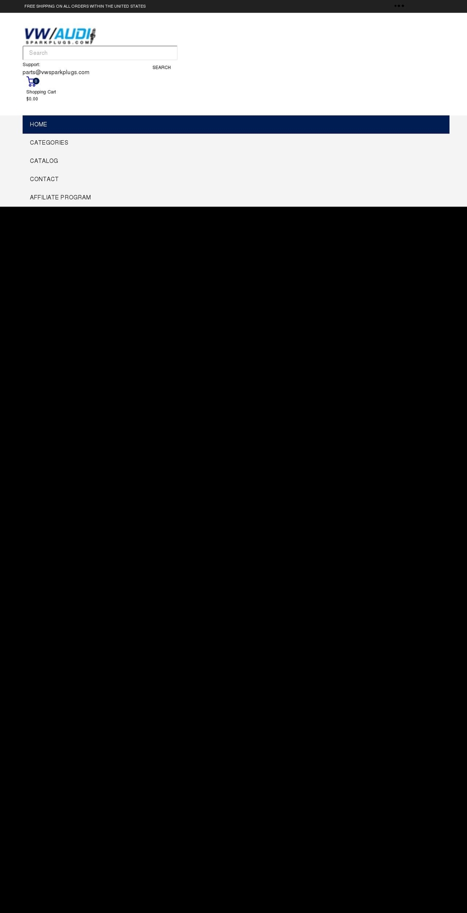 vwsparkplugs.com shopify website screenshot