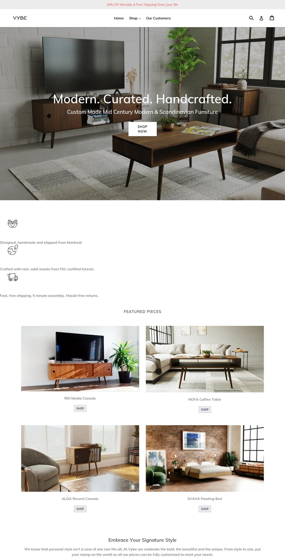 vybefurniture.com — Shopify storefront screenshot