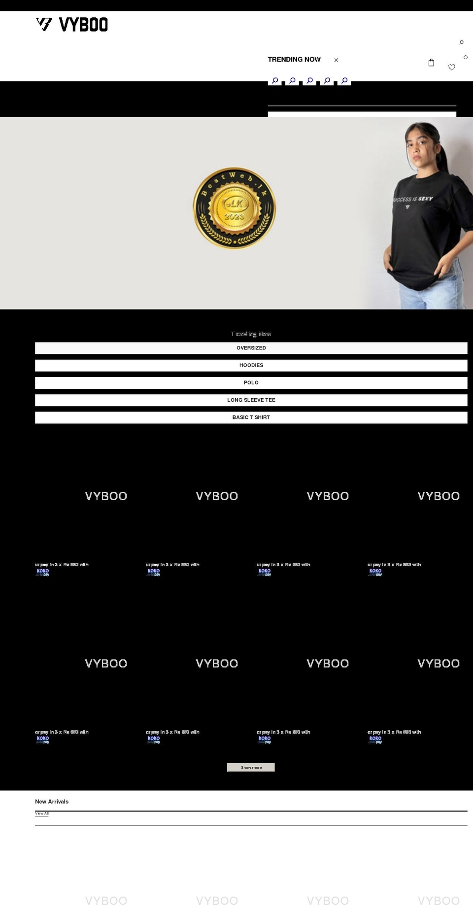 vyboo.lk shopify website screenshot