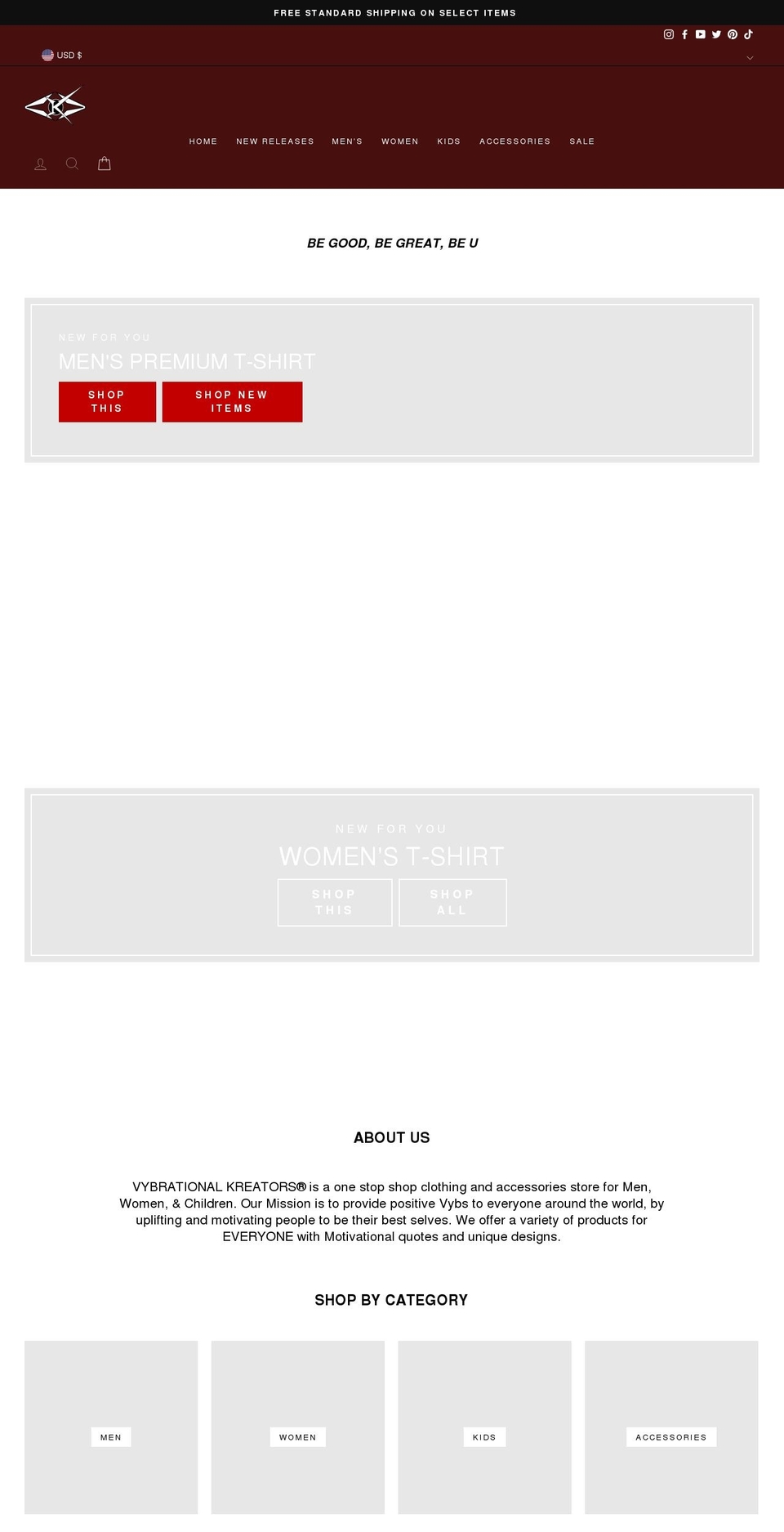 vybrationalkreators.com shopify website screenshot