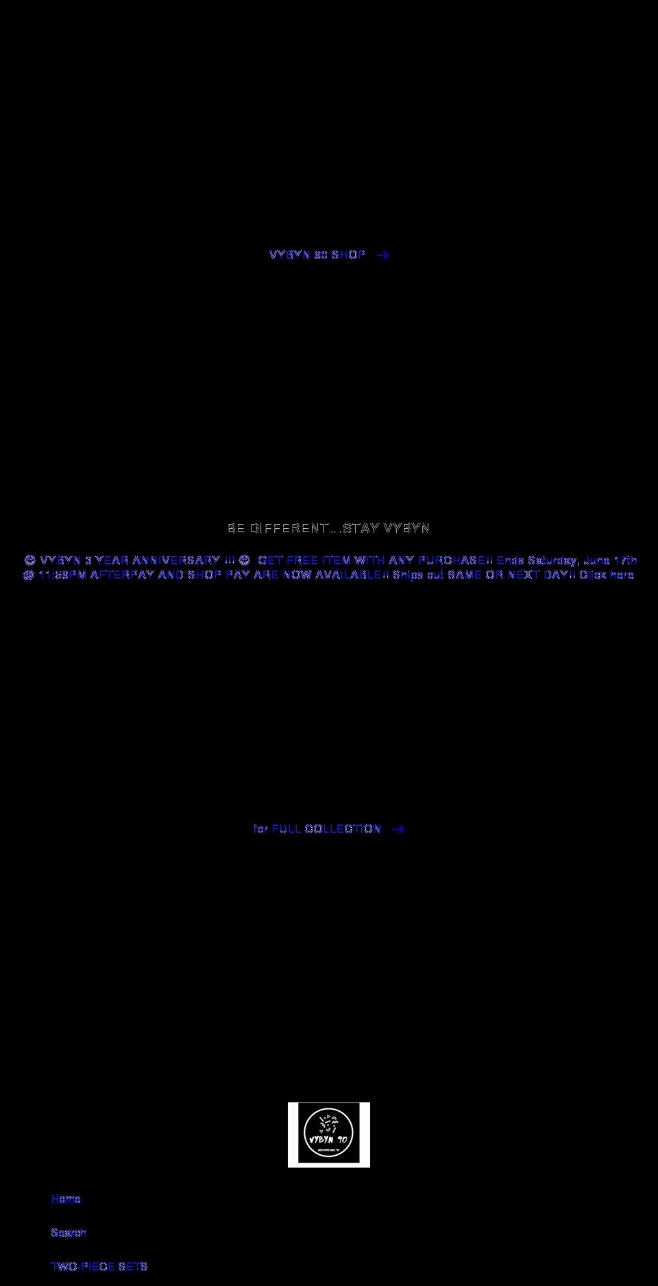 vybyn90.com shopify website screenshot