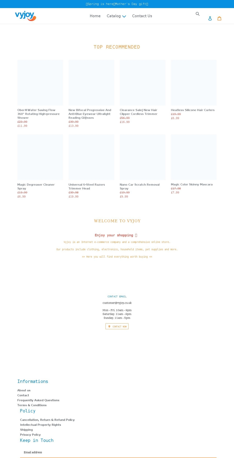 vyjoy.co.uk shopify website screenshot