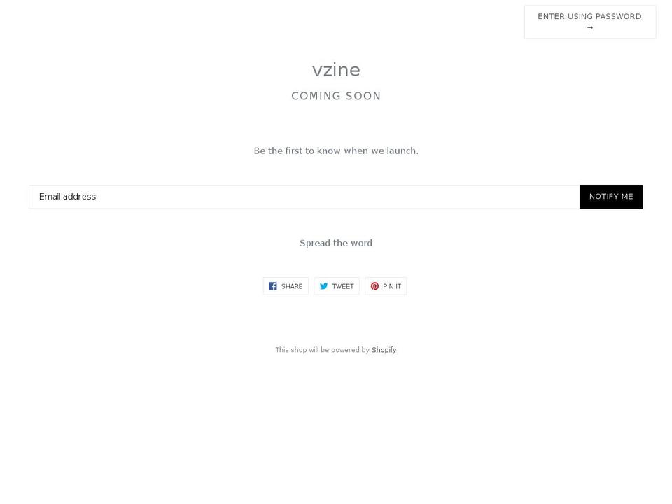 vzine.myshopify.com shopify website screenshot