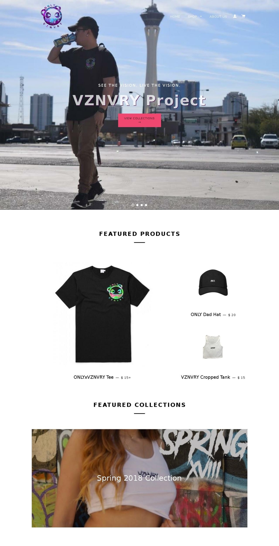 vznvryproject.us shopify website screenshot