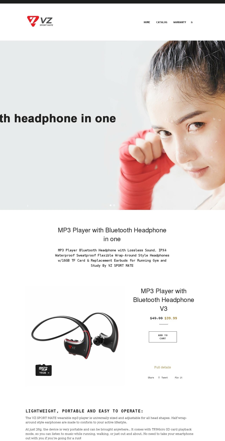 vzsportmate.com shopify website screenshot