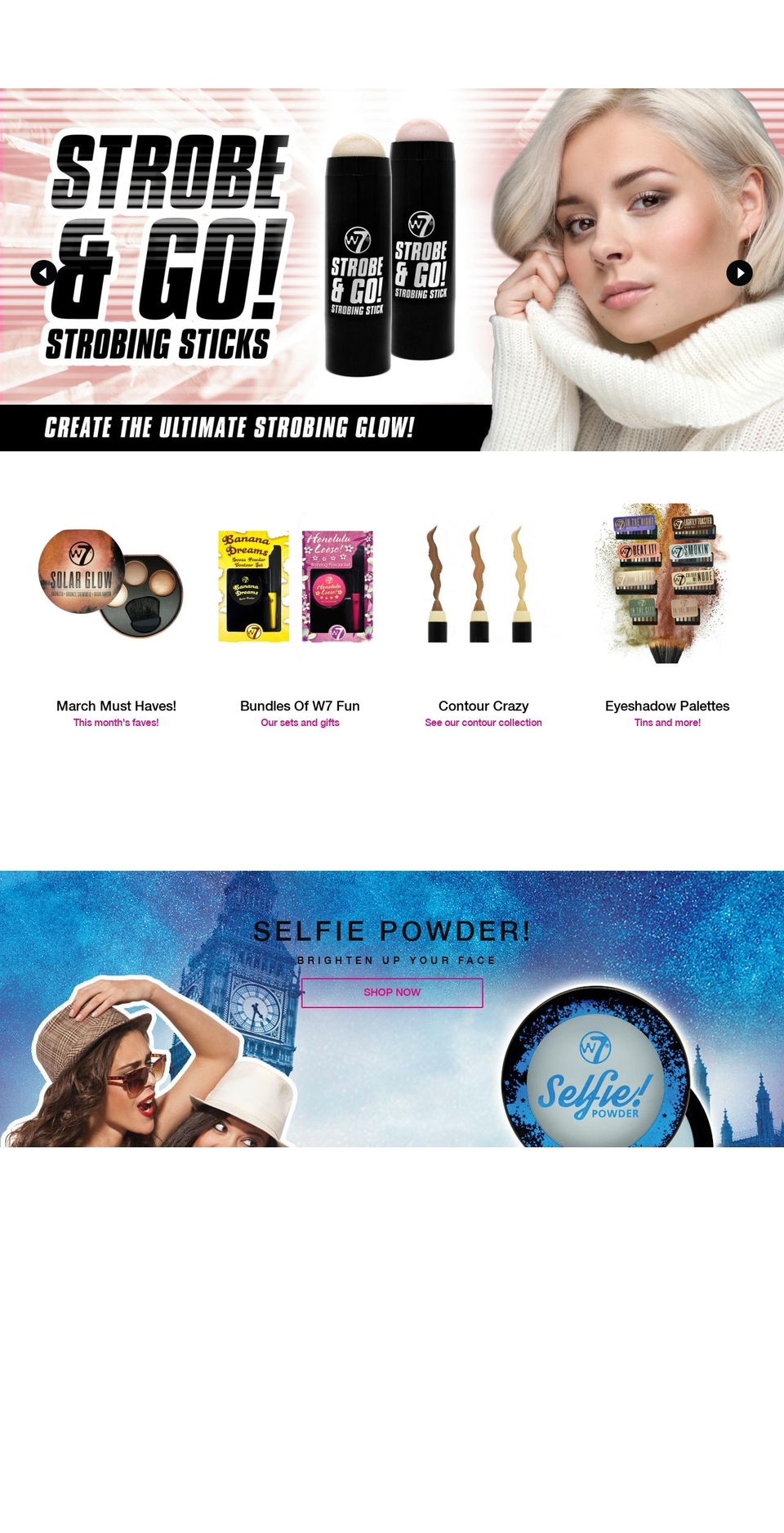 w7cosmetics.com shopify website screenshot