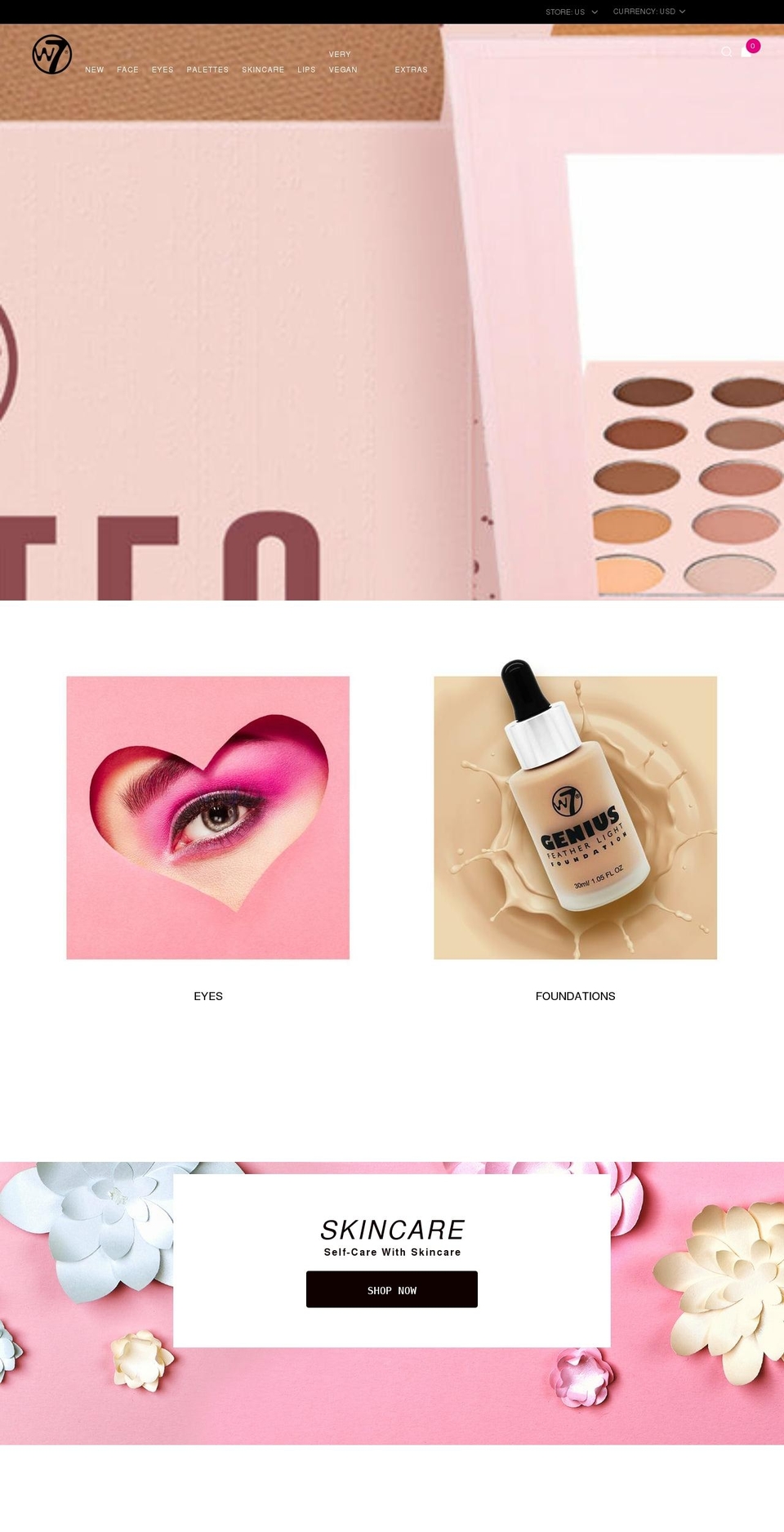 w7makeup.com shopify website screenshot
