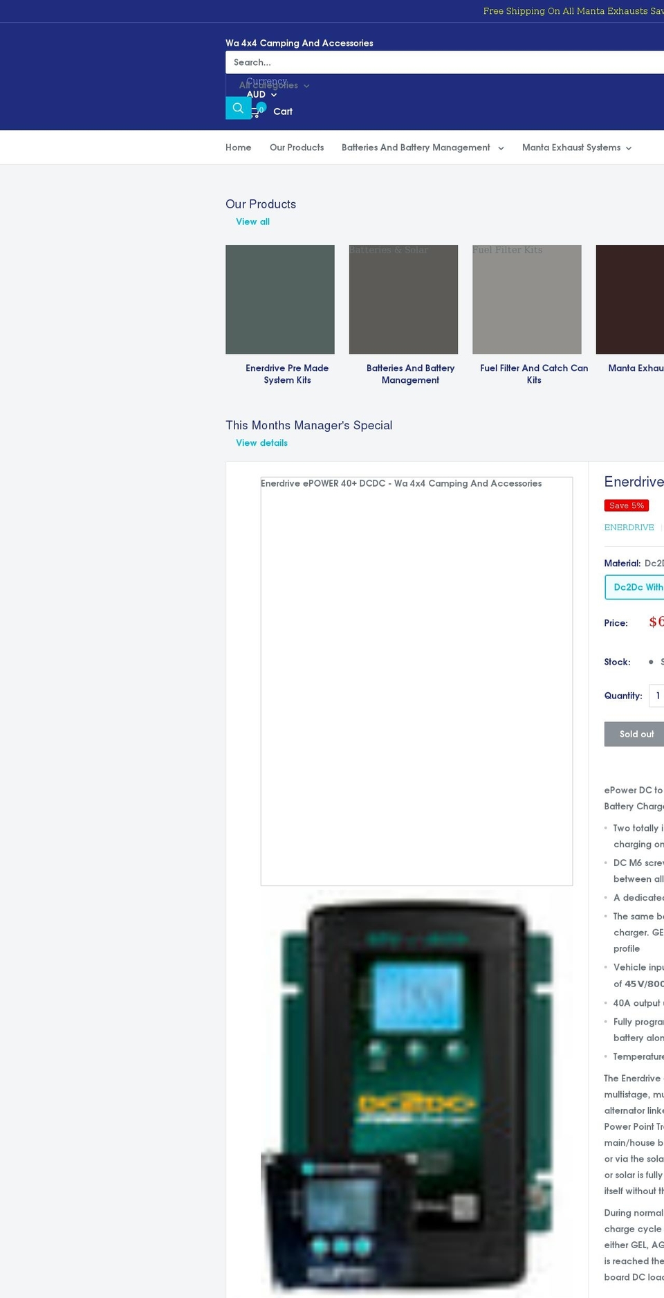 wa4x4campingandaccessories.com.au shopify website screenshot