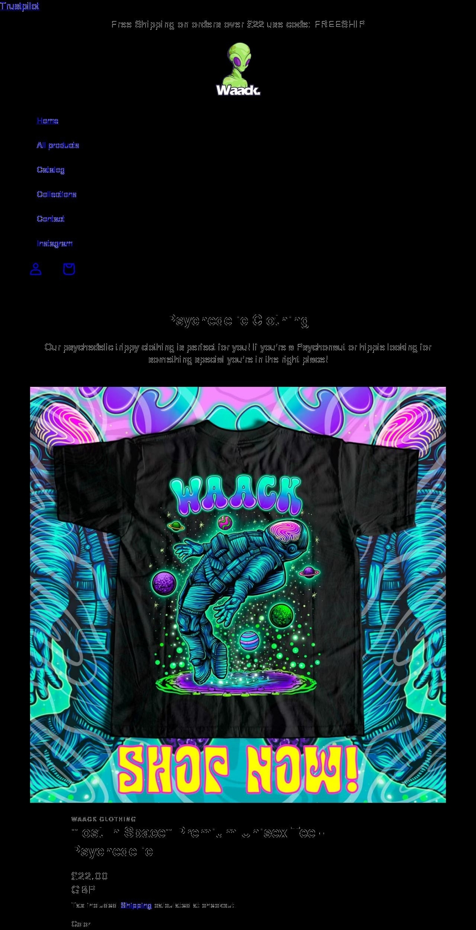waackclothing.com shopify website screenshot