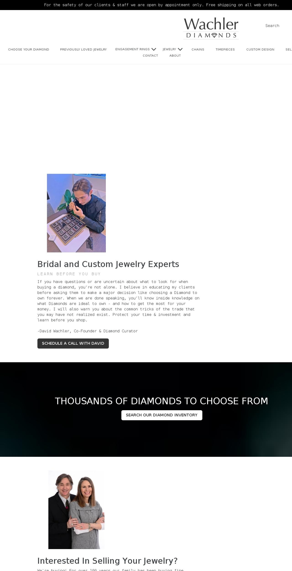 wachlerdiamonds.com shopify website screenshot