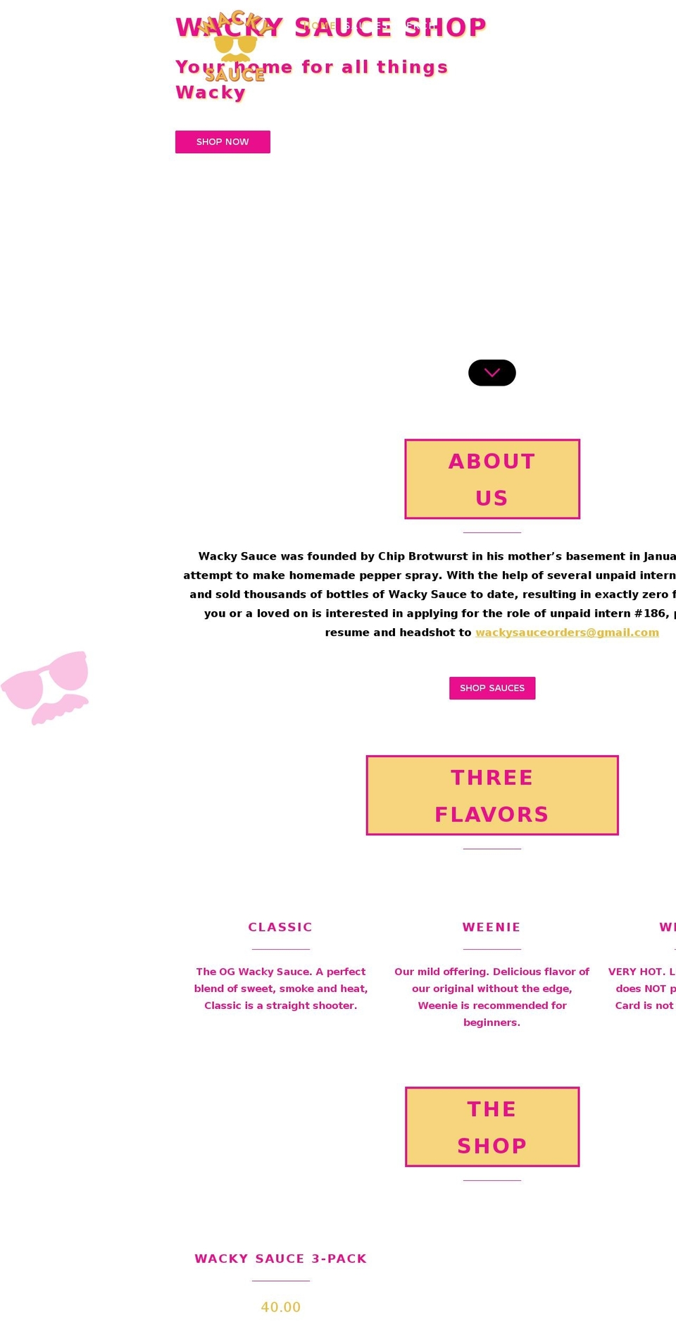 wackysauce.shop shopify website screenshot