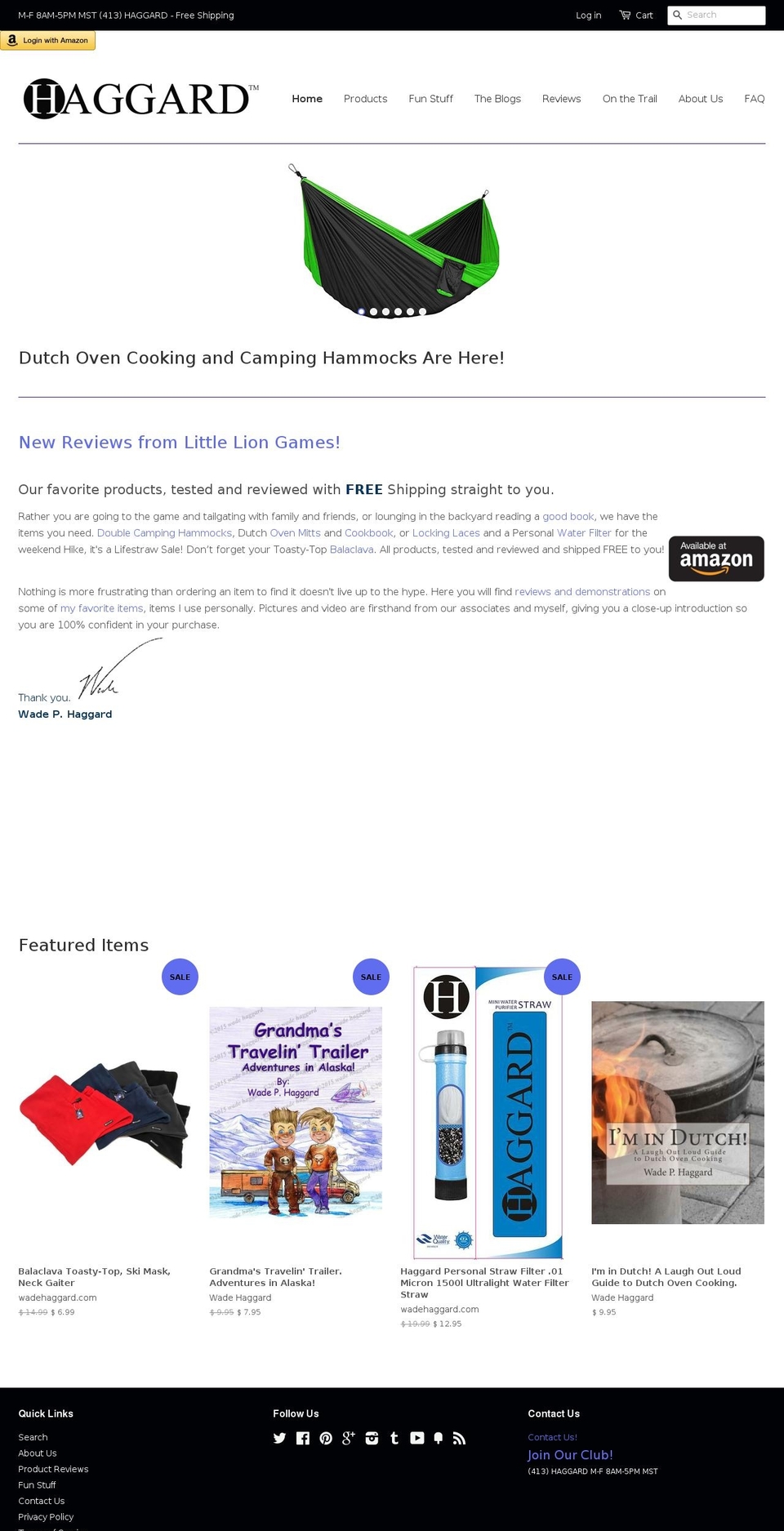 wadehaggard.com shopify website screenshot