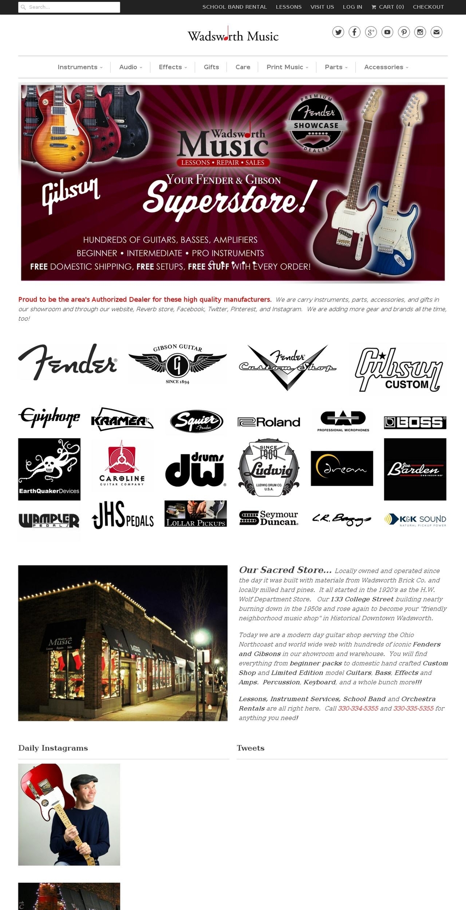 wadsworthmusic.com shopify website screenshot